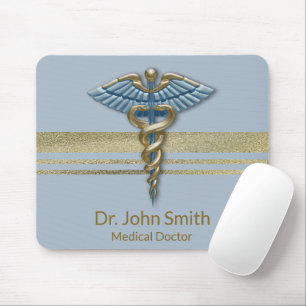 Faux guldfoil Rand Light Blue Caduceus Medical Musmatta