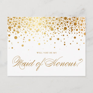 Faux guldfolkonfetti   Var min Maid of honor Inbjudan Vykort