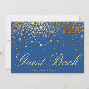 Faux gulfenskonfetti Elegant Guest Bok-tecken Inbjudningar