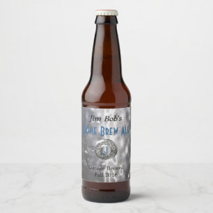 Faux Hammered Metall Beer Label Ölflaska Etikett
