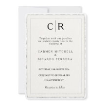 Faux Hand Torn Script Modern Deckle Kant Inbjudan