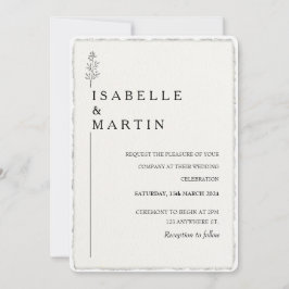 Faux Hand Torn-skript Foto Deckled Kant Bröllop Inbjudningar