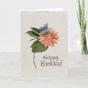 Faux handgjord Grattis på födelsedagen Flower Butt Kort