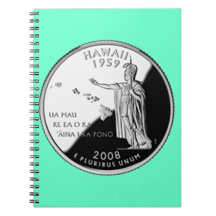 Faux Hawaii State Quarter Anteckningsbok Med Spiral