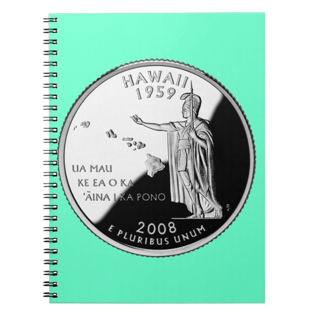 Faux Hawaii State Quarter Anteckningsbok Med Spiral (Framsidan)