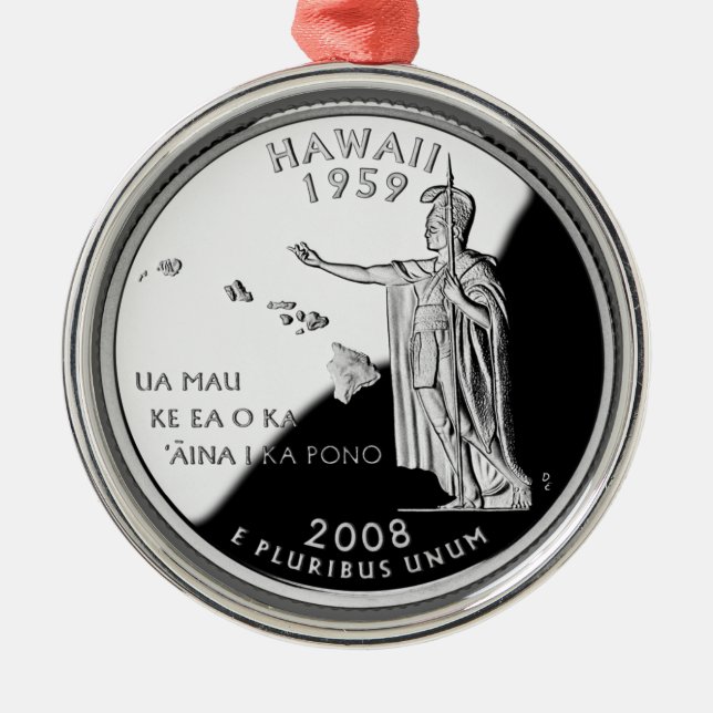 Faux Hawaii State Quarter Julgransprydnad Metall (Framsidan)