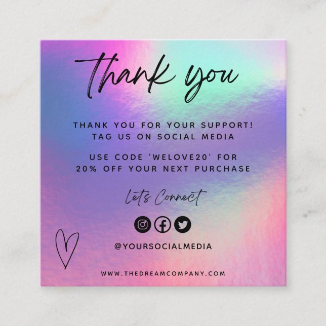 Faux Holo Media Infoga tack Mini-Affärskortet Fyrkantigt Visitkort (Framsida)