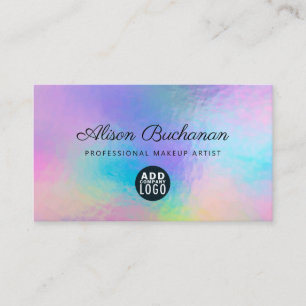 Faux Holografik Script Modern Makeup Artist Visitkort