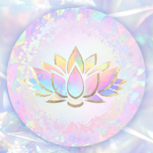 Faux holografisk lotus runt klistermärke