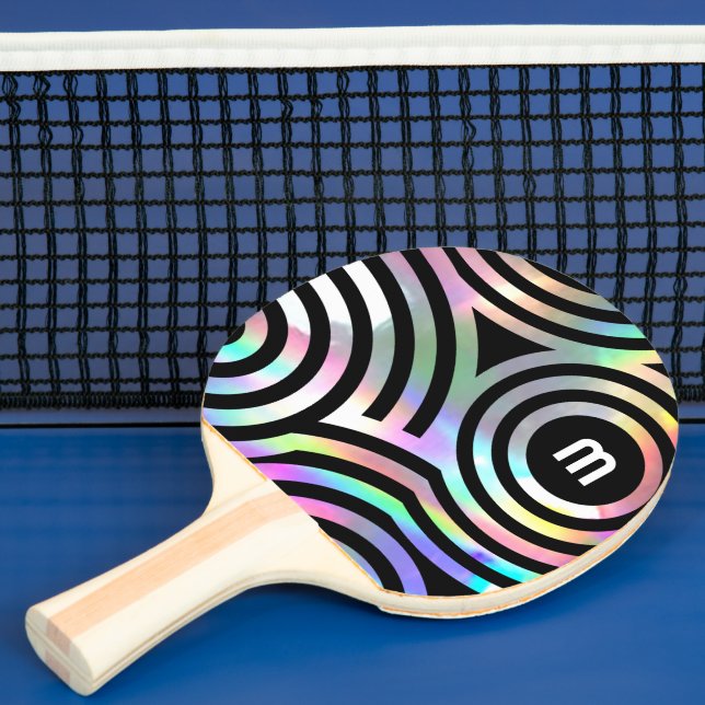 faux holografiska cirklar monogram ping pong paddl pingisracket (Insitu)
