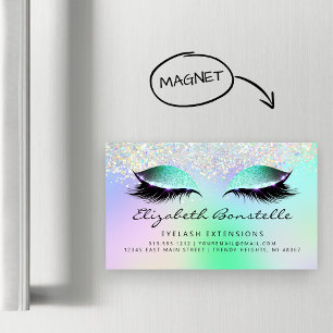 Faux Holografiska Glitter Ögon Grönt Lila Magnetiska Visitkort