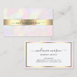Faux Holografiska & Guld Elegant Beauty Girly Visitkort
