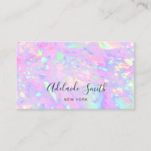 FAUX holografiskt rosa opal Affärskort