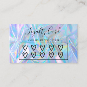 Faux HoloGrapcs Hearts Anpassningsbar Loyalty Card Visitkort