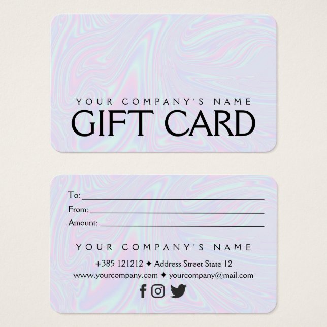 Faux holographic effect texture blue Gift Card Visitkort (Framsida & baksida)