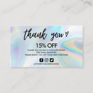 Faux Holographic Tack Hjärta Visitkort