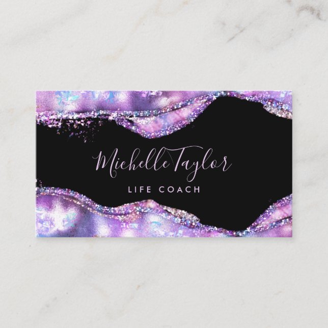 faux holoGraphics iridescent opal stone elegant bu Visitkort (Framsida)