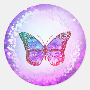 faux holoGraphics lila butterfly logotyp Runt Klistermärke