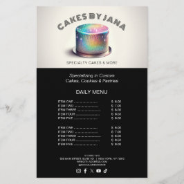 Faux Holography Rainbow Glitter Cake Bakery Flygblad