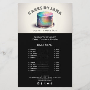 Faux Holography Rainbow Glitter Cake Bakery Flygblad