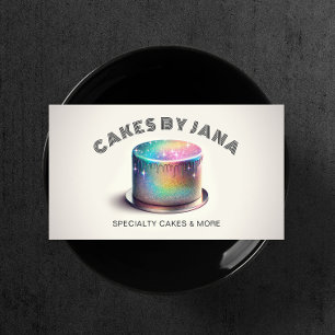 Faux Holography Rainbow Glitter Cake Bakery Visitkort