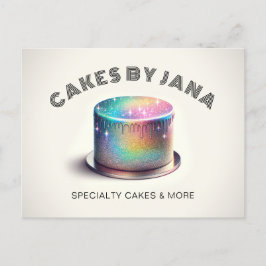 Faux Holography Rainbow Glitter Cake Bakery Vykort