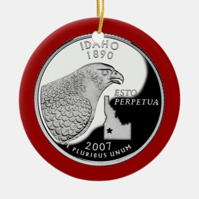 Faux Idaho State Quarter Julgransprydnad Keramik (Framsidan)