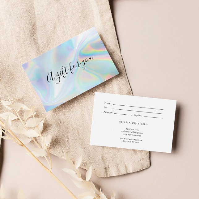 Faux Iridescent Blue HoloGraph Gift Card (Holographic Business Vouchers and Gift Cards)