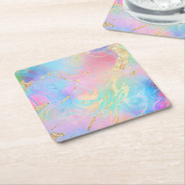 FAUX Iridescent fluid marble Underlägg Papper Kvadrat