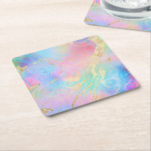 FAUX Iridescent fluid marble Underlägg Papper Kvadrat