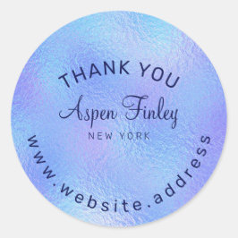 Faux Iridescent Foil Elegant Classic Round Sticker Runt Klistermärke