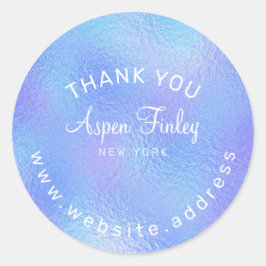 Faux Iridescent Foil Elegant Classic Round Sticker Runt Klistermärke