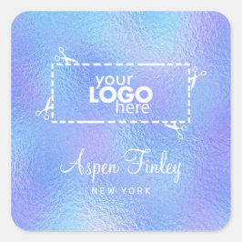 Faux Iridescent Foil Elegant Logotyp Square Sticke Fyrkantigt Klistermärke