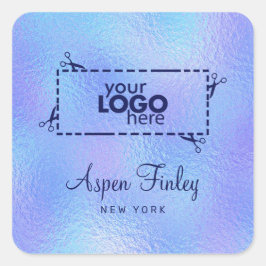 Faux Iridescent Foil Elegant Logotyp Square Sticke Fyrkantigt Klistermärke