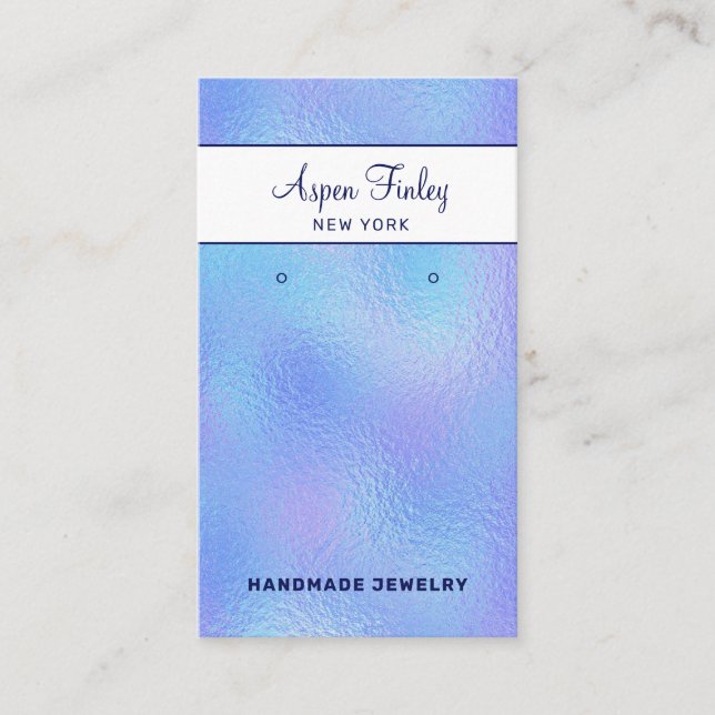 Faux Iridescent Foil Logotyp Earring Visning Card Visitkort (Framsida)