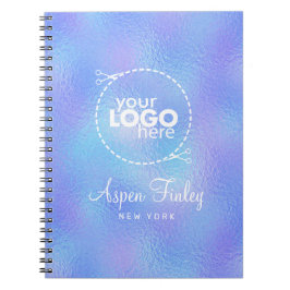 Faux Iridescent Foil Logotyp Notebook Anteckningsbok