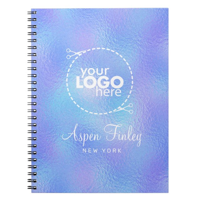 Faux Iridescent Foil Logotyp Notebook Anteckningsbok (Framsidan)