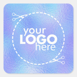 Faux Iridescent Foil Logotyp Square Sticker Fyrkantigt Klistermärke