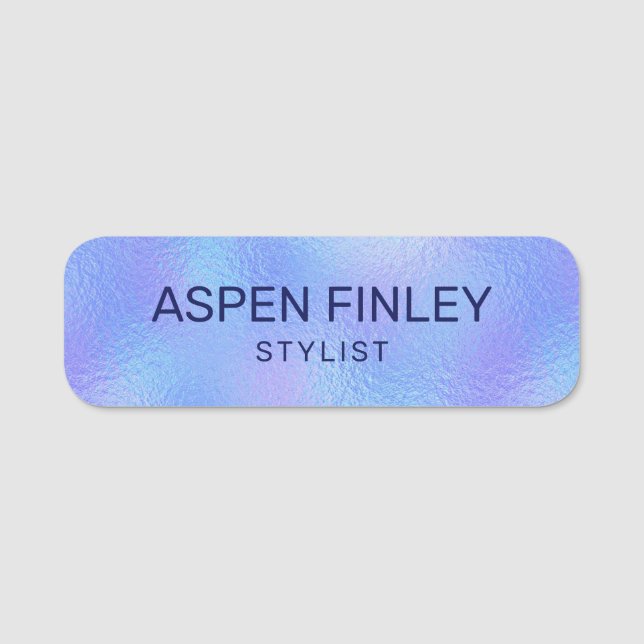 Faux Iridescent Foil Modern Namn bricka Namnbricka (Framsida)