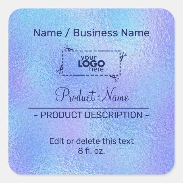 Faux Iridescent Foil Product Etikett Square Sticke (Framsida)