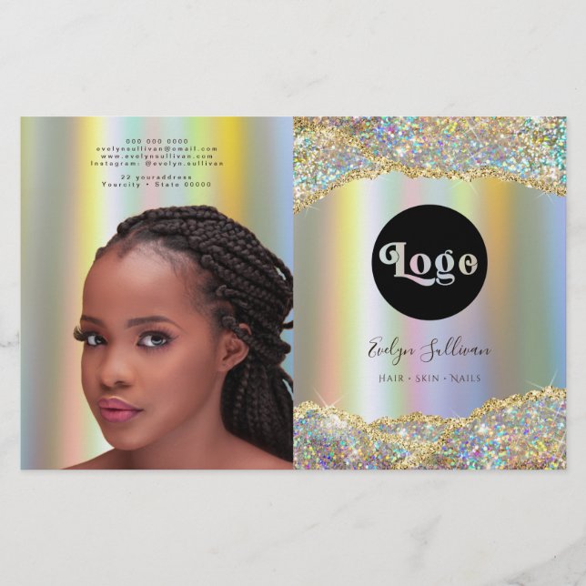 Faux iridescent glitter foil bifold brochyr (Framsida)