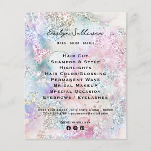 Faux iridescent glitter, vattenfärgsflygare flygblad