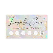 faux iridescent opal design loyalty card