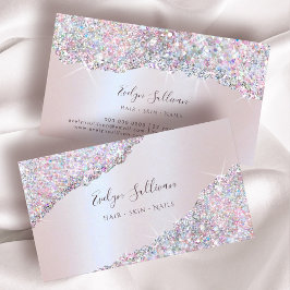 Faux Iridescent Rosa Glitter Affärskort Visitkort