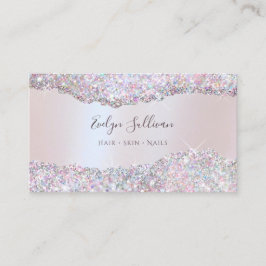 Faux iridescent rosa glitter foil affärskort visitkort