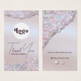 Faux iridescent rosa glitter foil paket visitkort