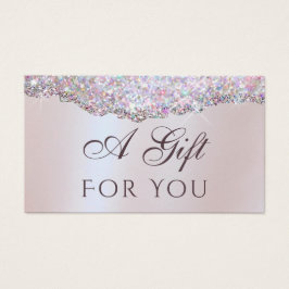 Faux iridescent rosa glitter foil-presentkort visitkort