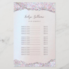 Faux iridescent rosa glitter foil pris listflygare flygblad