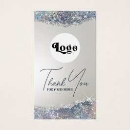 Faux iridescent silver glitter foil paket visitkort