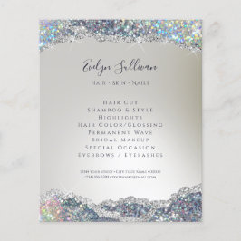 Faux iridescent silver glitter foliefåkare flygblad
